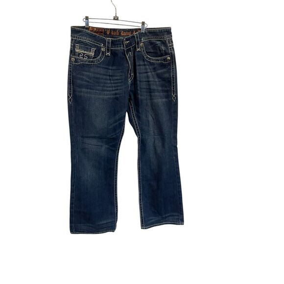 Rock Revival Mens Dark Wash Sebastian Boot Cut Denim Jeans Size 40 - Picture 1 of 11